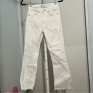 Zara Cropped Flare Jeans - White